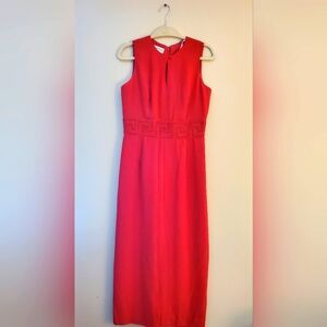 Maggie London Red Sleeveless Dress Embroidered Details Size 8